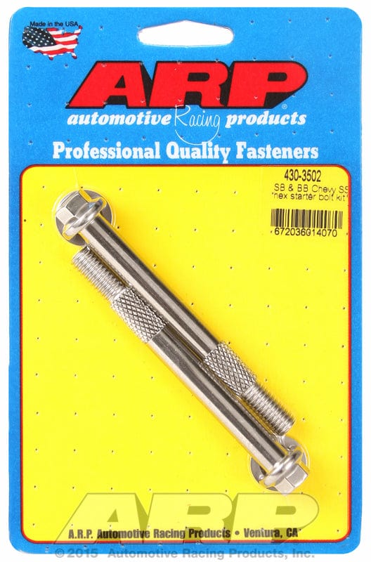 ARP fits SB/BB Chev With Standard & OEM High Torque Starters, 3/8-16 Thre ARP fasteners Starter Motor Bolt Kit, Hex Head S/S AR430-3502 SR