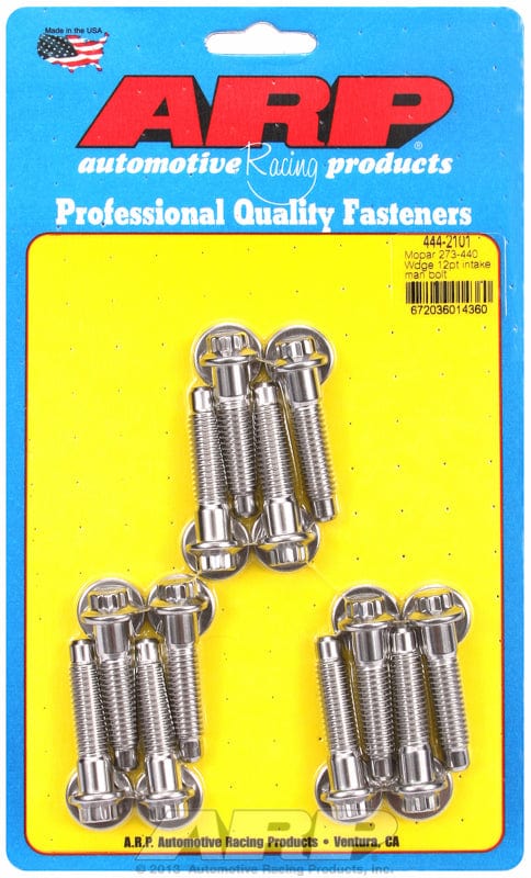 ARP fits SB/BB Chrysler 318-440 Wedge ARP fasteners Intake Manifold Bolt Kit, 12-Point Head S/S AR444-2101 SR