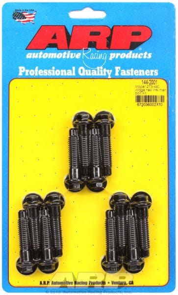 ARP fits SB/BB Chrysler 318-440 Wedge Uses 3/8" Socket ARP fasteners Intake Manifold Bolt Kit, Hex Head Black Oxide AR144-2001 SR