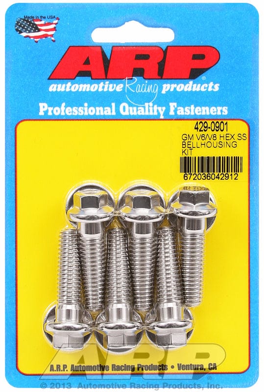 ARP fits SB/BB & V6 Chev, 3/8-16 Thread x 1.375" UHL ARP fasteners Bellhousing Bolt Kit, Hex Head S/S AR429-0901 SR