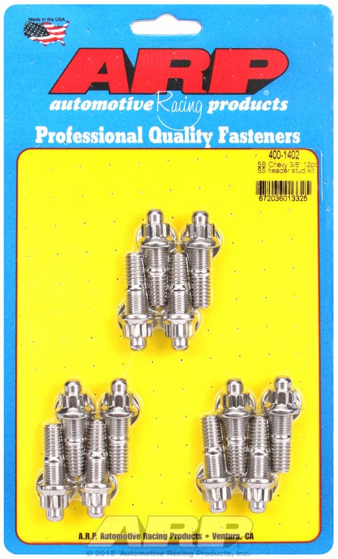 ARP fits SB Chev 3/8" Thread x 1.670" OAL (12 Pack) ARP fasteners Exhaust Header Stud Kit, 12-Point S/S AR400-1402 SR