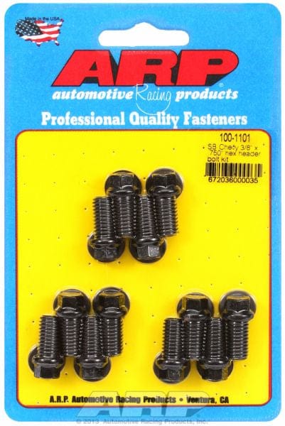 ARP fits SB Chev 3/8" Thread X .750" UHL (12 Pack) ARP fasteners Exhaust Header Bolt Kit, Hex Head Black Oxide AR100-1101 SR