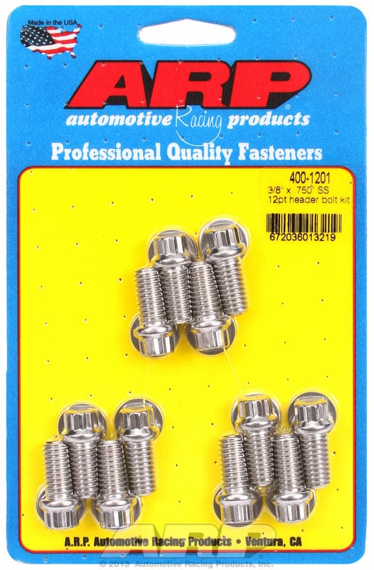 ARP fits SB Chev 3/8" X .750" UHL (12 Pack) ARP fasteners Exhaust Header Bolt Kit, 12-Point S/S AR400-1201 SR