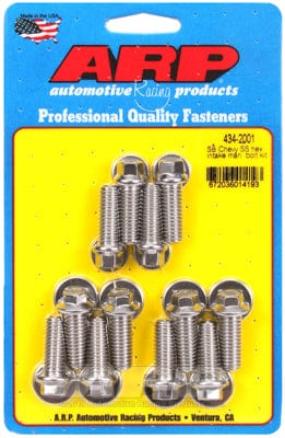 ARP fits SB Chev (Not Vortec) ARP fasteners Intake Manifold Bolt Kit, Hex Head S/S AR434-2001 SR
