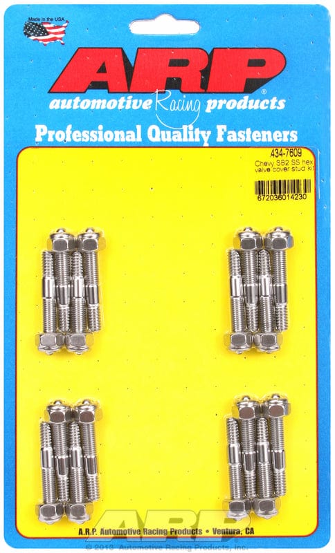 ARP fits SB Chev SB2 With Nyloc Nuts 1/4-20 Thread x 1.800" OAL (16-Pack) ARP fasteners Valve Cover Stud Kit, Hex Nut S/S AR434-7609 SR