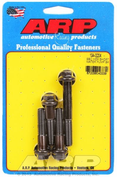 ARP fits SB Chev With Short Water Pump ARP fasteners Water Pump Bolt Kit, Hex Head Black Oxide AR134-3204 SR