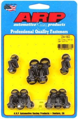 ARP fits SB Chev (With Standard 2-Piece Pan Gasket) ARP fasteners Oil Pan Bolt Kit, Hex Head Black Oxide AR234-1802 SR