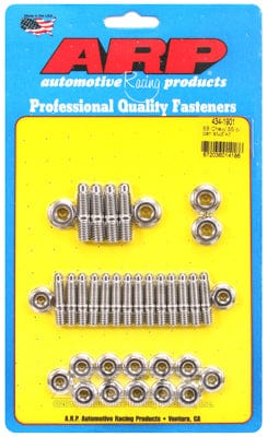 ARP fits SB Chev (With Standard 2-Piece Pan Gasket) ARP fasteners Oil Pan Stud Kit, Hex Nut S/S AR434-1901 SR