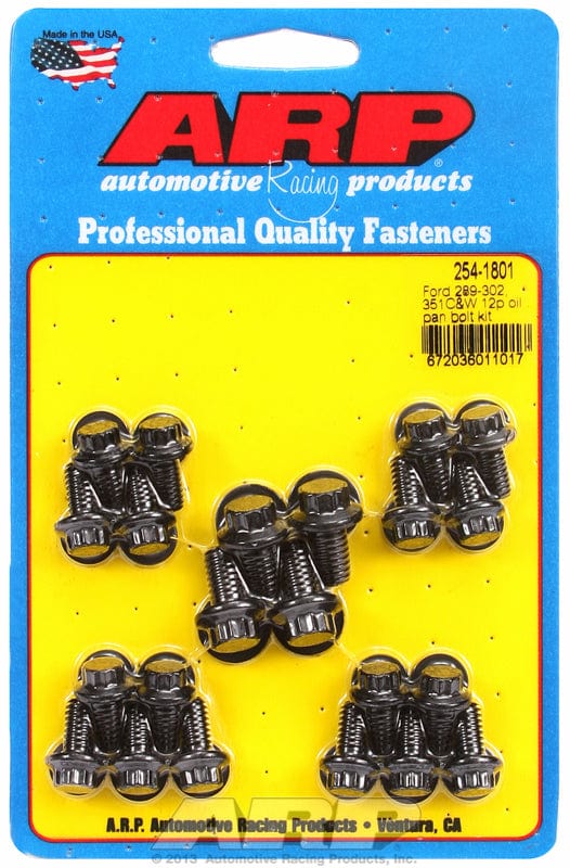ARP fits SB Ford 289-302-351 Windsor & 302-351 Cleveland ARP fasteners Oil Pan Bolt Kit, 12-Point Nut Black Oxide AR254-1801 SR