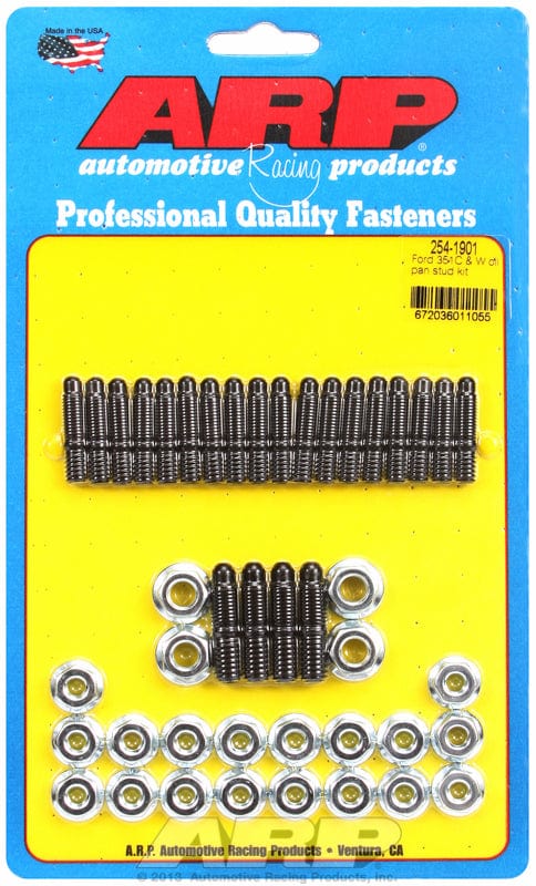 ARP fits SB Ford 289-302-351 Windsor & 302-351 Cleveland ARP fasteners Oil Pan Stud Kit, Hex Nut Black Oxide AR254-1901 SR