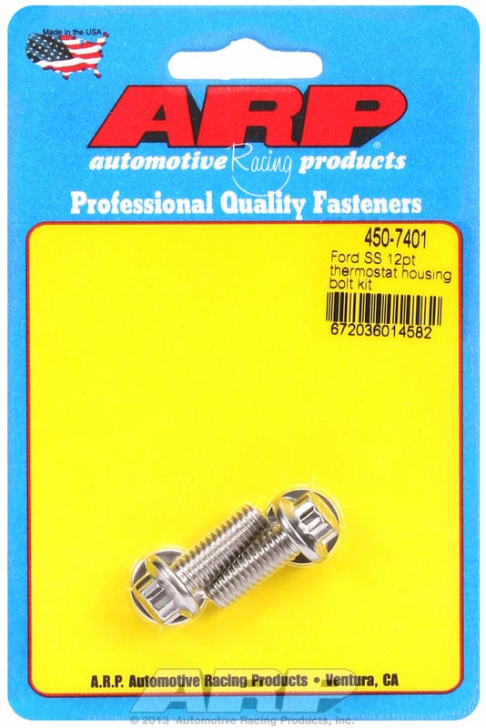 ARP fits SB Ford 289-302-351 Windsor .875" UHL ARP fasteners Thermostat Housing Bolt Kit, 12-Point Head S/S AR450-7401 SR