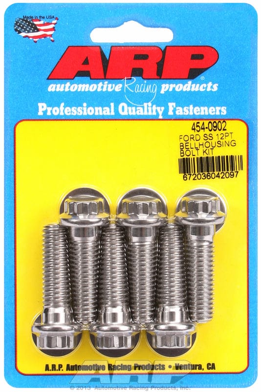 ARP fits SB Ford 289-302-351 Windsor (Automatic Transmission) 7/16-14 Thr ARP fasteners Bellhousing Bolt Kit, 12-Point S/S AR454-0902 SR