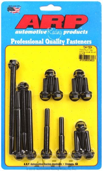 ARP fits SB Ford 289-302 Windsor With Aluminium Pump ARP fasteners Timing Cover & Water Pump Bolt Kit, Hex Head Black Oxide AR154-1504 SR