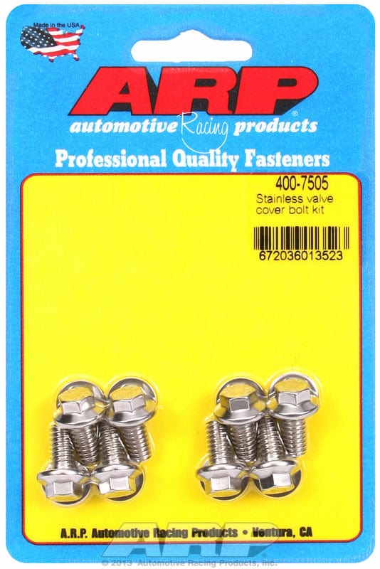 ARP fits Stamped Steel Valve Covers 1/4-20 Thread x .515" UHL (8-Pack) ARP fasteners Valve Cover Bolt Kit, Hex Head S/S AR400-7505 SR