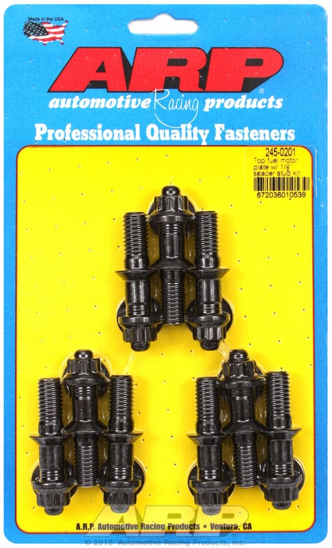 ARP fits Top Fuel Motor Plate With 1/4" Spacer, 7/16" Thread x 2.400" OAL ARP fasteners Bellhousing Stud Kit, 12-Point Nut Black Oxide AR245-0201 SR