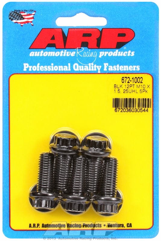 ARP M10 x 1.50 Thread x 25mm UHL With 12mm Socket Head ARP fasteners 5-Pack Bolt Kit, 12-Point S/S AR672-1002 SR