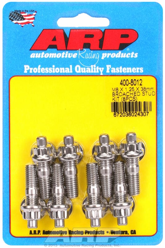 ARP M8 x 1.25 Thread x 1.500" OAL (8-Pack) ARP fasteners Accessory Stud Kit, 12-Point Nut S/S AR400-8012 SR