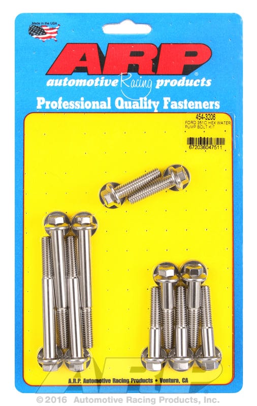 ARP Suit Ford 302-351C ARP fasteners Hex Head Stainless Steel Water Pump Bolt Kit AR454-3206 SR