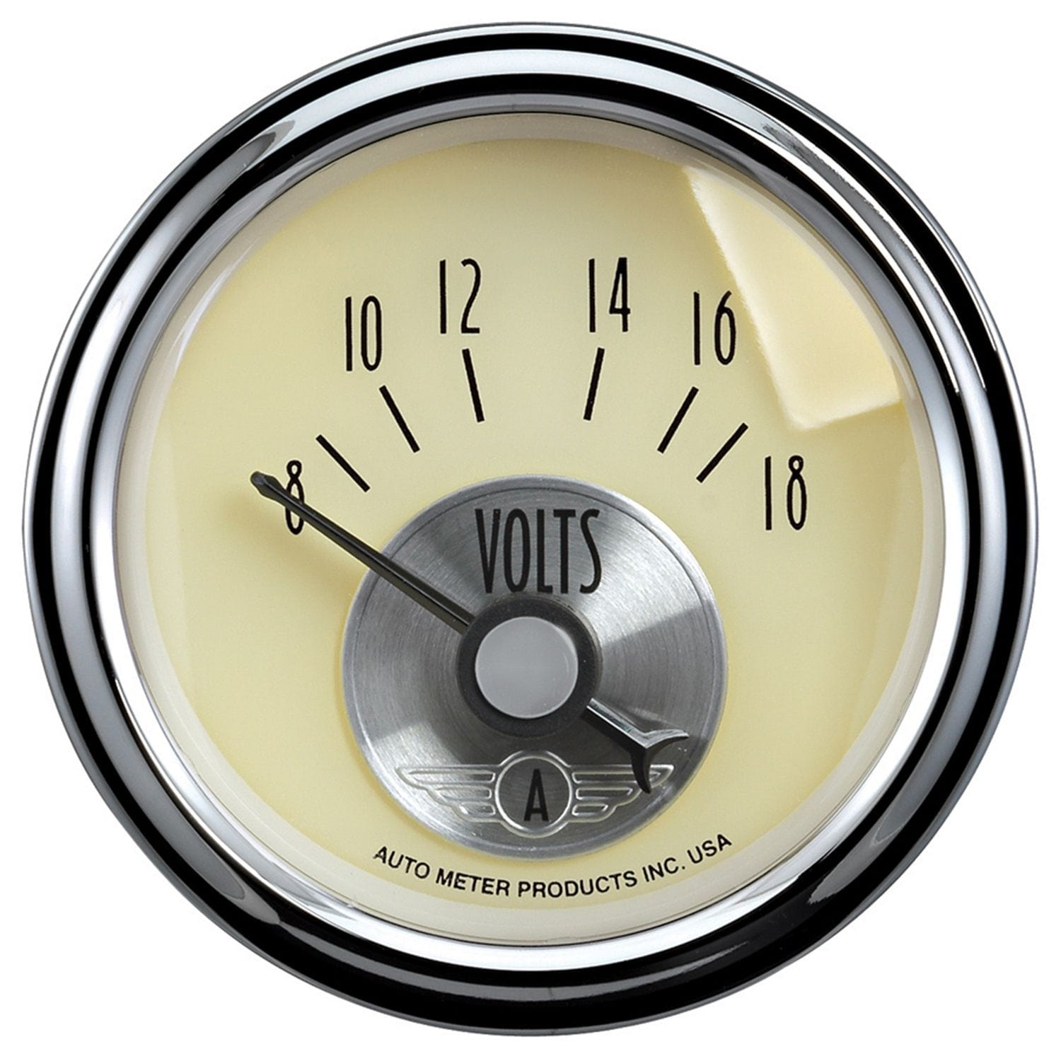 AUTOMETER 2-1/16", 8-18 Volts, Short Sweep Electric Auto Meter Antique Ivory Voltmeter AU2092 SR