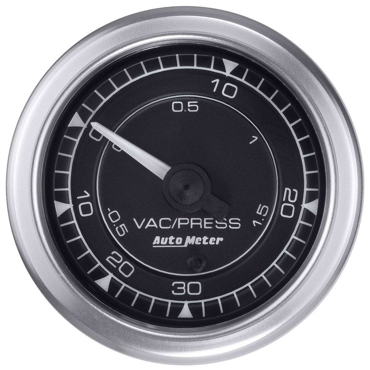 AUTOMETER 2-1/16", Black Dial, Full Sweep Electric, 30 in hg / 30 psi Auto Meter Chrono Series Boost/Vac Gauge AU8159 SR
