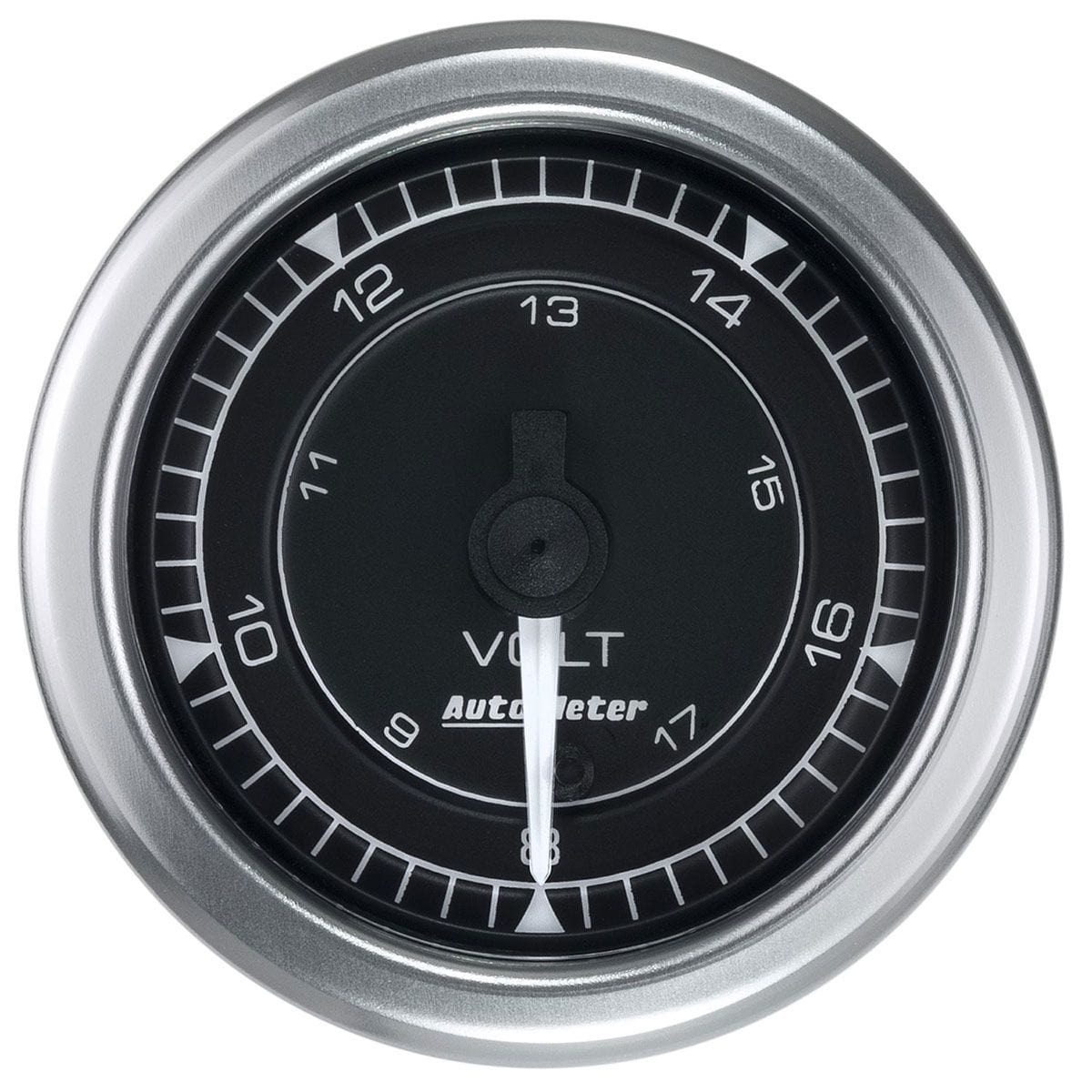 AUTOMETER 2-1/16", Black Dial, Full Sweep Electric, 8-18V Auto Meter Chrono Series Volts Gauge AU8191 SR