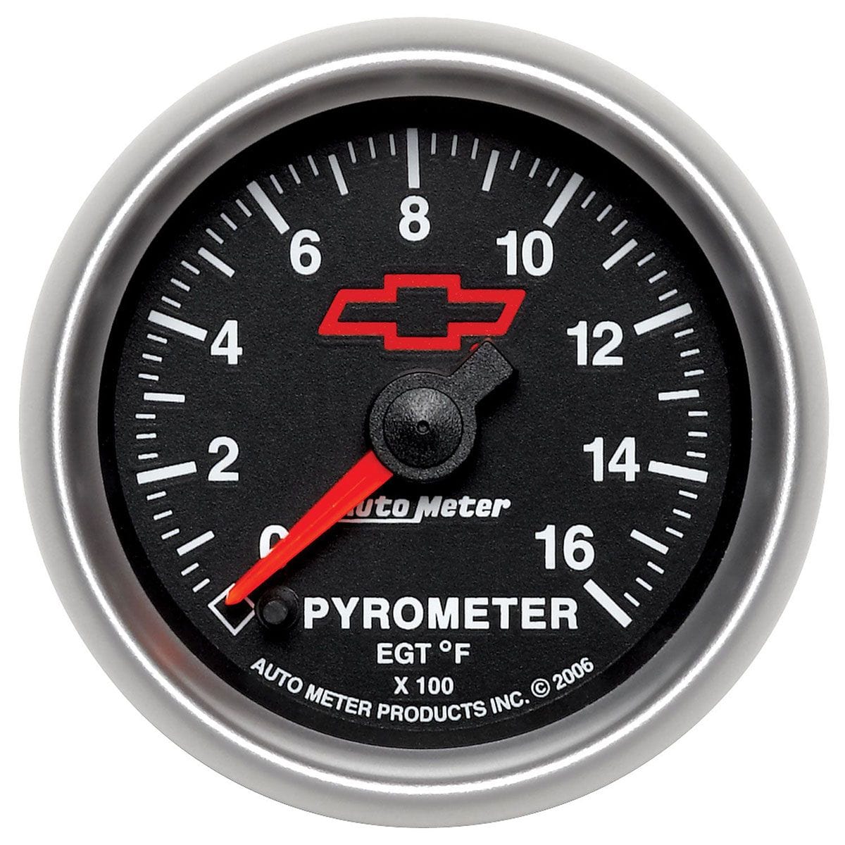 AUTOMETER 2-1/16", Black Dial, Full Sweep Electrical, 0-1600°F Auto Meter Chev Bow-Tie Pyrometer Gauge AU3644-00406 SR