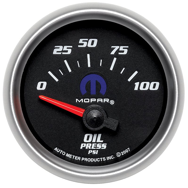 AUTOMETER 2-1/16", Black Dial/Silver Bezel, Short Sweep Electric, 0-100 psi Auto Meter Mopar Oil Pressure Gauge AU880015 SR