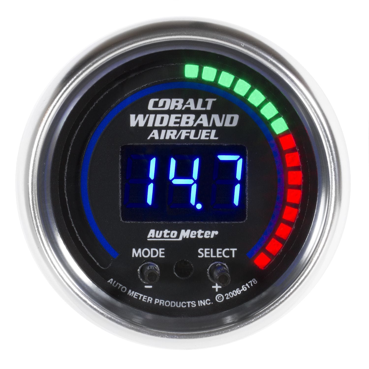AUTOMETER 2-1/16", Digital, Wideband Auto Meter Cobalt Series Air / Fuel Ratio Gauge AU6178 SR