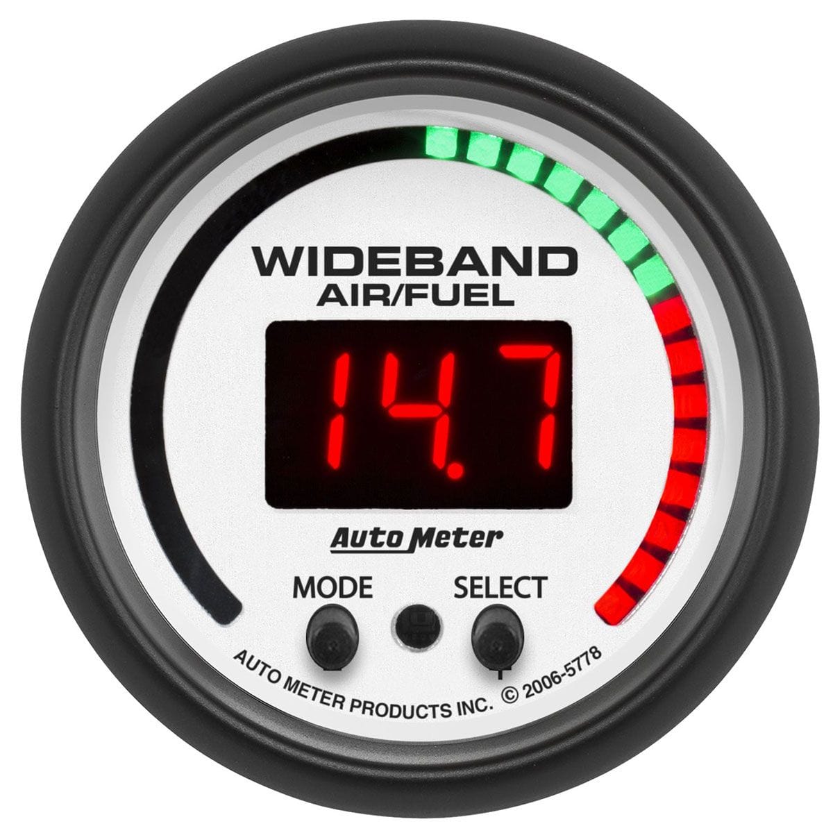 AUTOMETER 2-1/16", Digital, Wideband, Range: AFR or LAMBDA Auto Meter Phantom Series Air/Fuel Ratio Gauge AU5778 SR