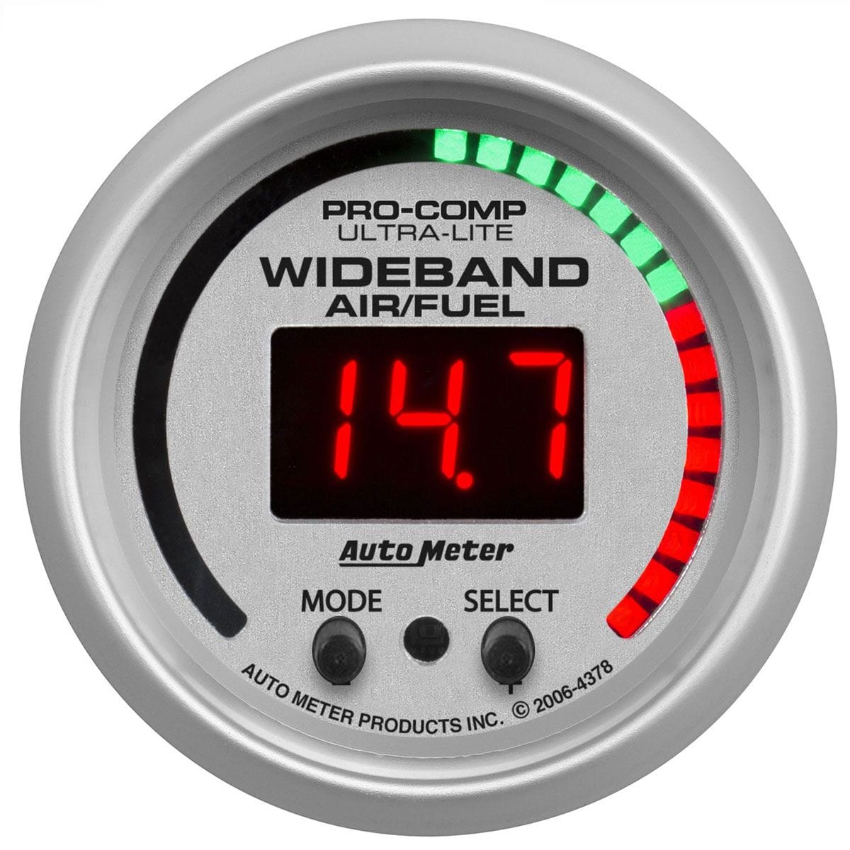 AUTOMETER 2-1/16", Digital, Wideband, Range:AFR or LAMBDA Auto Meter Ultra-Lite Series Air/Fuel Ratio Gauge AU4378 SR