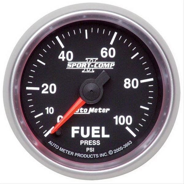 AUTOMETER 2-1/16", Full Sweep Electric, 0-100 psi Auto Meter Sport-Comp II Fuel Pressure Gauge AU3663 SR