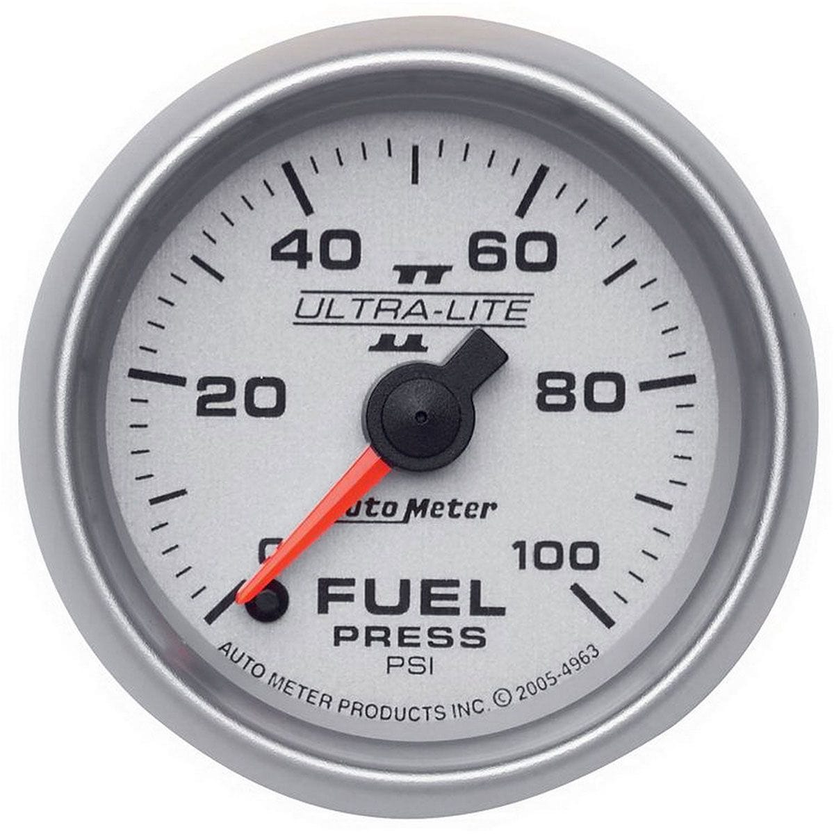 AUTOMETER 2-1/16", Full Sweep Electric, 0-100 psi Auto Meter Ultra-Lite II Series Fuel Pressure Gauge AU4963 SR