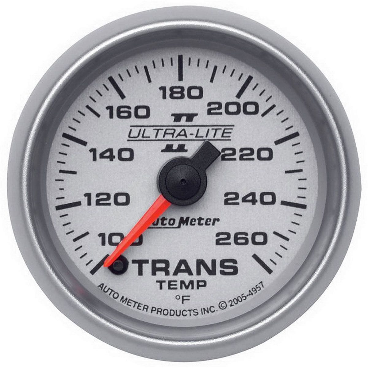 AUTOMETER 2-1/16", Full Sweep Electric, 100-260°F Auto Meter Ultra-Lite II Series Transmission Temperature Gauge AU4957 SR