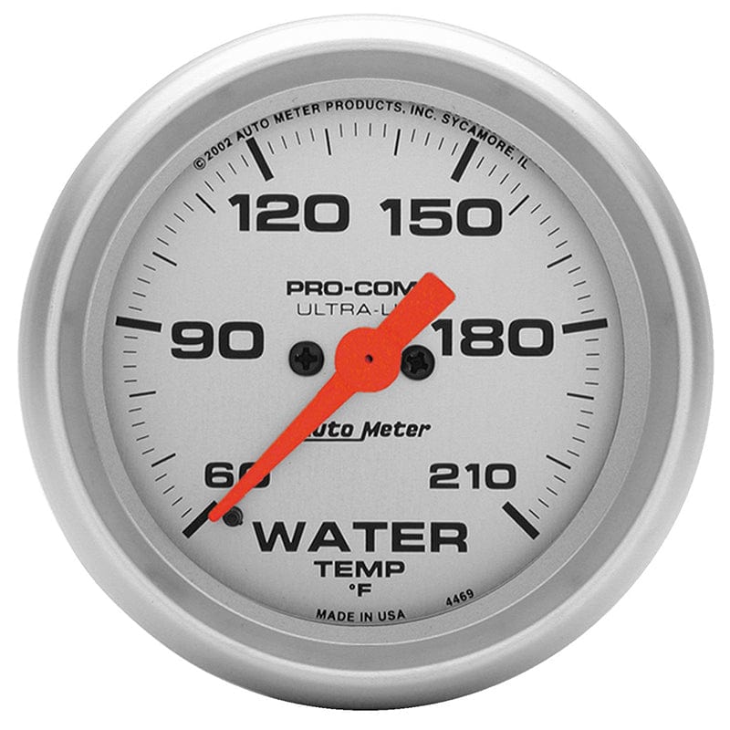 AUTOMETER 2-1/16", Full Sweep Electric, 60-210°F Auto Meter Ultra-Lite Series Water Temperature Gauge AU4369 SR