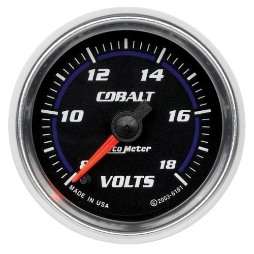AUTOMETER 2-1/16", Full Sweep Electric, 8-18 volts Auto Meter Cobalt Series Voltmeter Gauge AU6191 SR