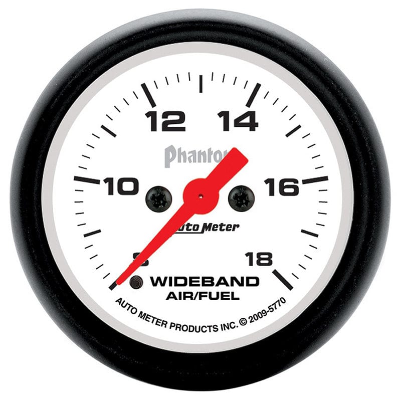AUTOMETER 2-1/16", Full Sweep Electric, Range:8:1-18:1 AFR Auto Meter Phantom Series Air/Fuel Ratio Wideband Gauge AU5770 SR