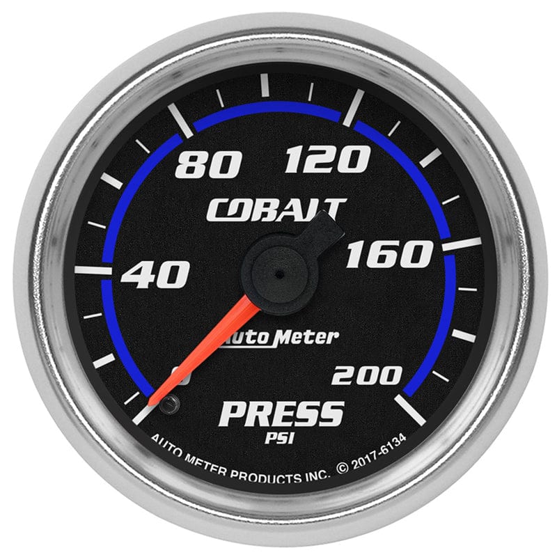 AUTOMETER 2-1/16", Full Sweep Mechanical, 0-200 PSI Auto Meter Cobalt Series Pressure Gauge AU6134 SR