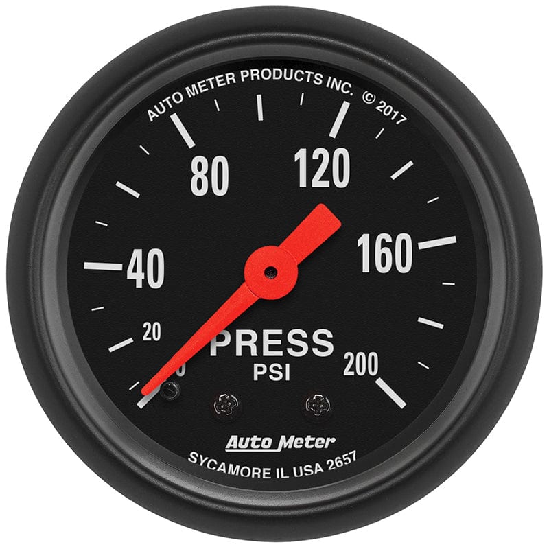 AUTOMETER 2-1/16",Full Sweep Mechanical, 0-200 PSI Auto Meter Z-Series Pressure Gauge AU2657 SR