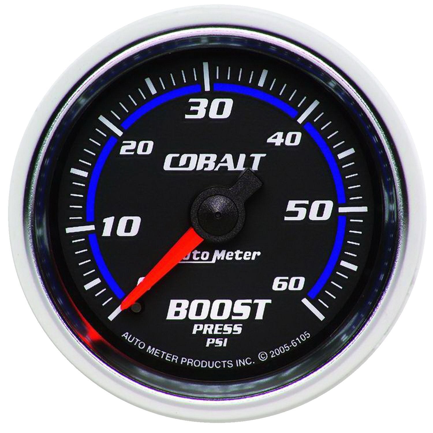 AUTOMETER 2-1/16", Full Sweep Mechanical, 0-60 psi Auto Meter Cobalt Series Boost Gauge AU6105 SR