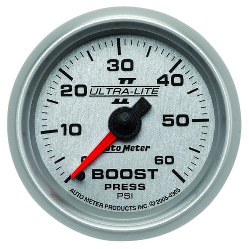 AUTOMETER 2-1/16", Full Sweep Mechanical, 0-60 psi Auto Meter Ultra-Lite II Series Boost Gauge AU4905 SR