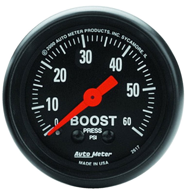 AUTOMETER 2-1/16", Full Sweep Mechanical, 0-60 psi Auto Meter Z-Series Boost Gauge AU2617 SR