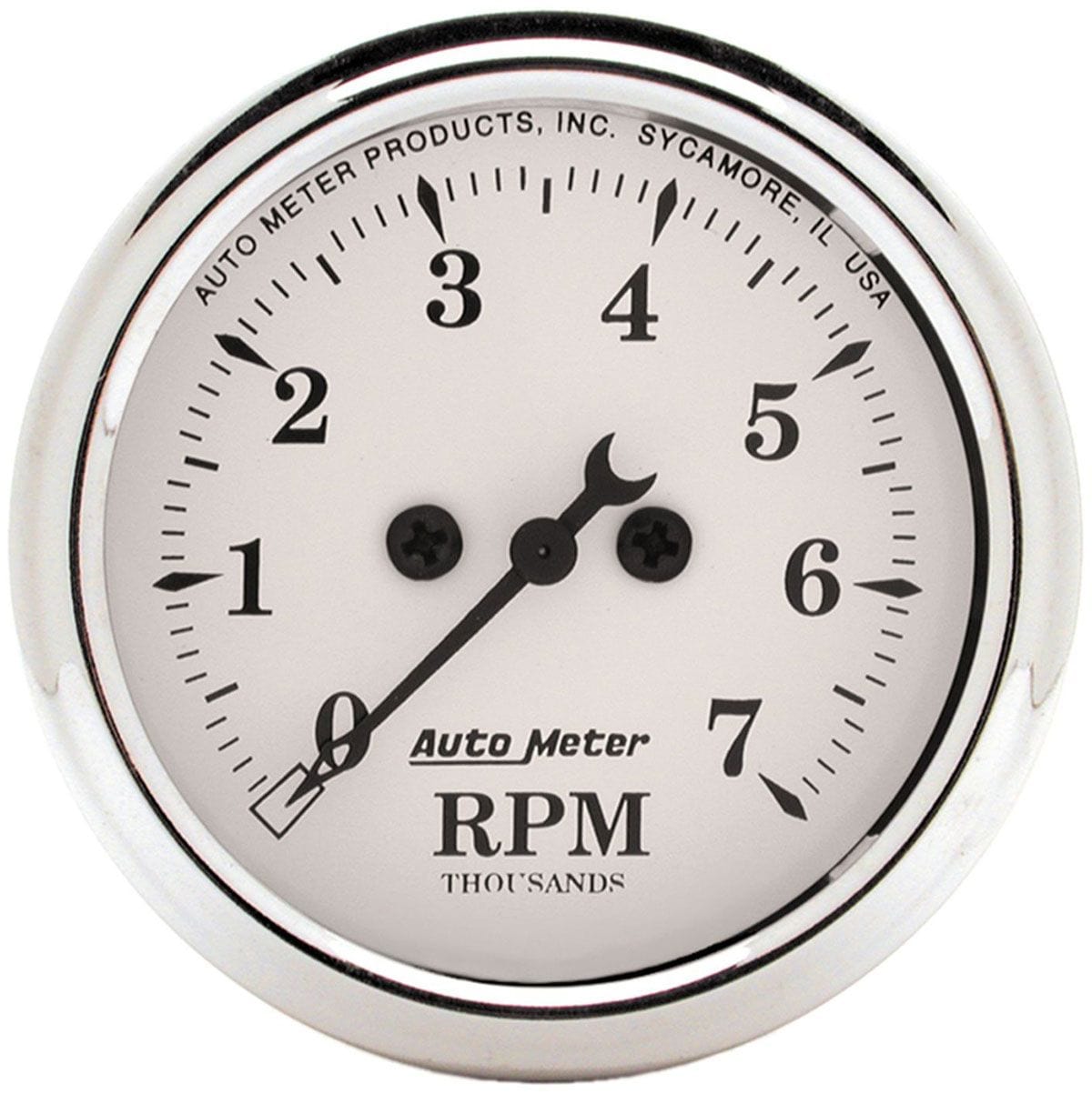 AUTOMETER 2-1/16", In-Dash, Electric, 0-7,000 rpm Auto Meter Old Tyme White Tachometer AU1694 SR