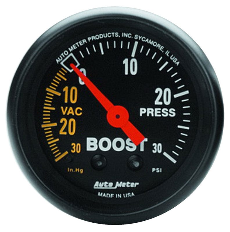 AUTOMETER 2-1/16", Mechanical, 30 In Hg./ 30 psi Auto Meter Z-Series Boost/Vacuum Gauge AU2614 SR