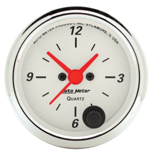 AUTOMETER 2-1/16", Quartz Movement w/Second Hand Auto Meter Arctic White Series Clock AU1385 SR