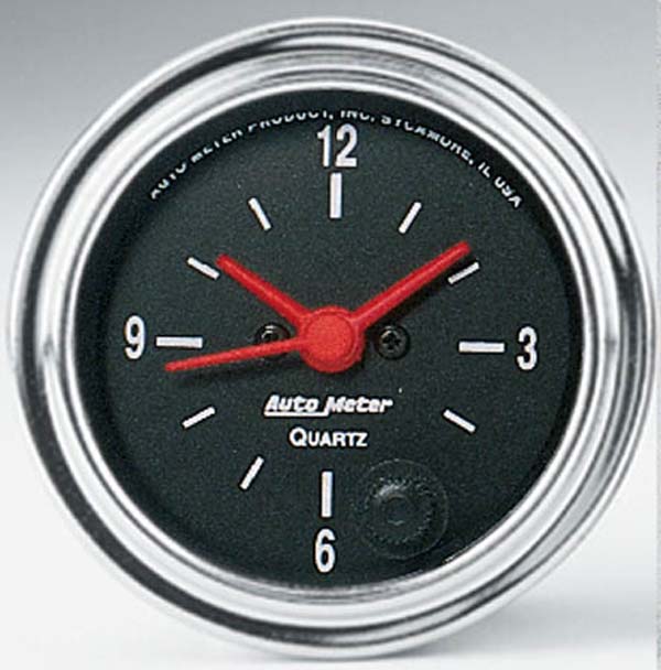 AUTOMETER 2-1/16", Range: Quartz w/Second Hand Auto Meter Traditional Chrome Series Clock AU2585 SR