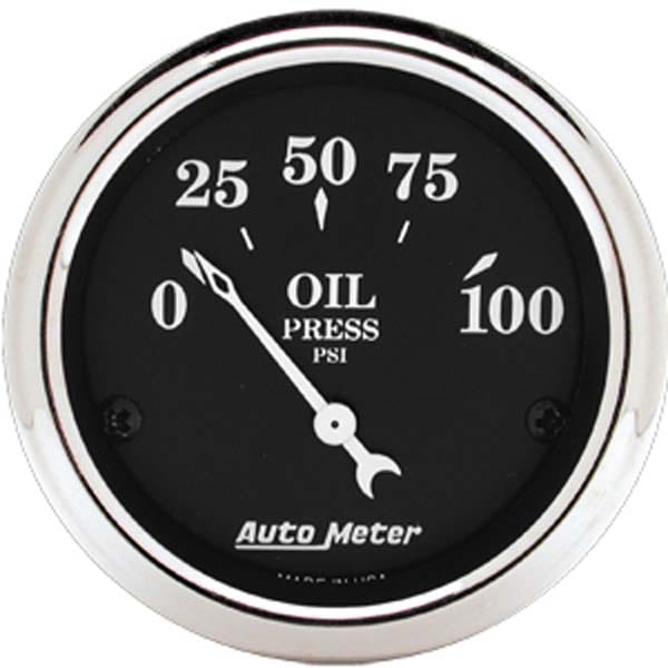 AUTOMETER 2-1/16", Short Sweep Electric, 0-100 psi Auto Meter Old Tyme Black Series Oil Pressure Gauge AU1727 SR