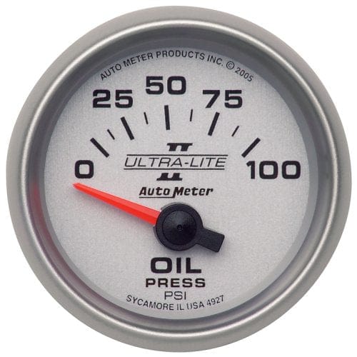AUTOMETER 2-1/16", Short Sweep Electric, 0-100 psi Auto Meter Ultra-Lite II Series Oil Pressure Gauge AU4927 SR