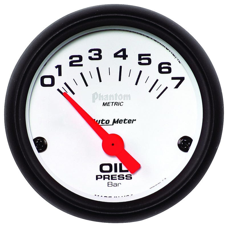 AUTOMETER 2-1/16", Short Sweep Electric, 0-7 bar Auto Meter Phantom Series Oil Pressure Gauge AU5727-M SR