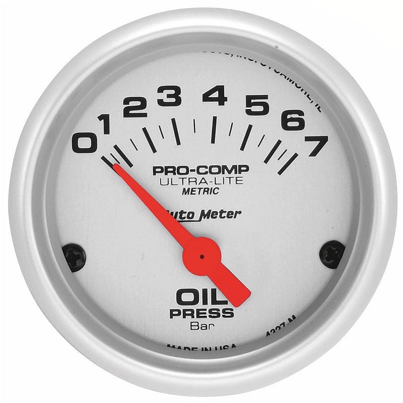 AUTOMETER 2-1/16", Short Sweep Electric, 0-7 Bar Auto Meter Ultra-Lite Series Oil Pressure Gauge AU4327-M SR