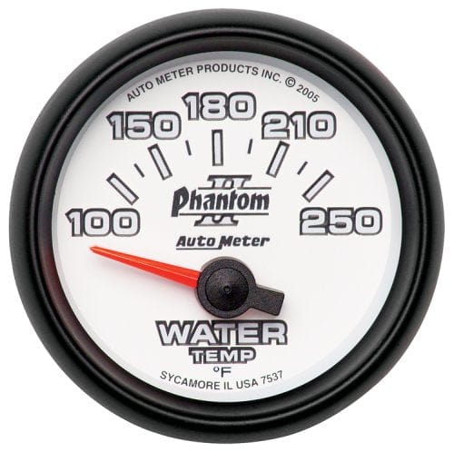 AUTOMETER 2-1/16", Short Sweep Electric, 100-250°F Auto Meter Phantom II Series Water Temperature Gauge AU7537 SR